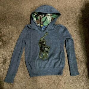 Gray Polo by Ralph Lauren boys Sweater with Camouflage size M